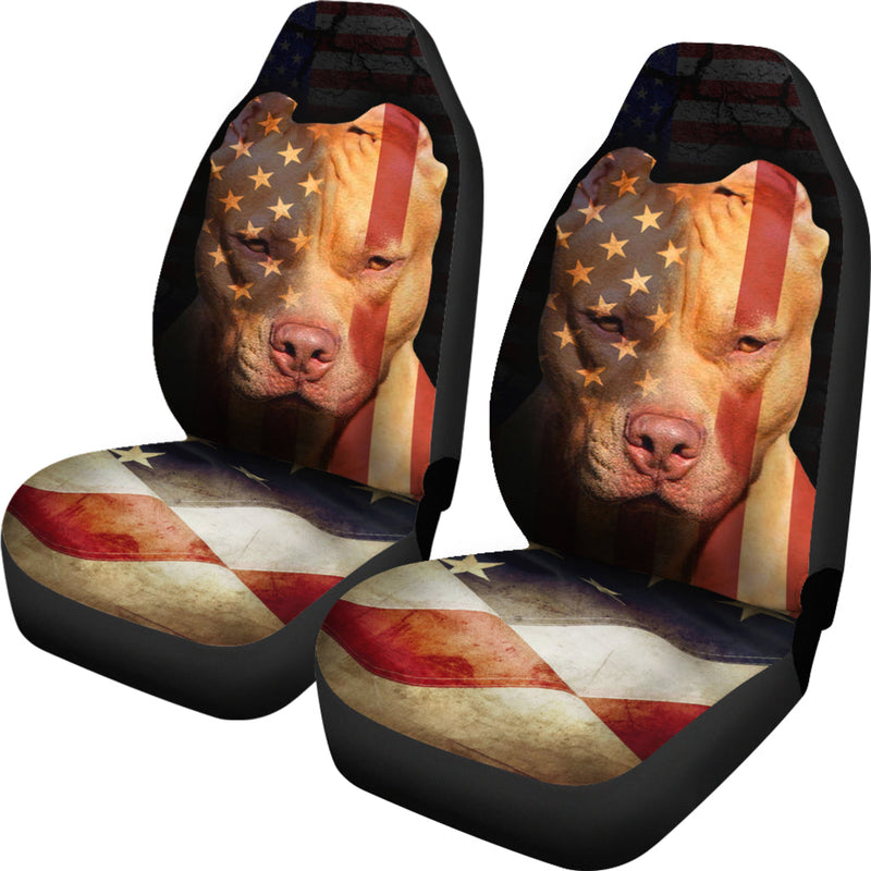 Pitbull American Flag Premium Custom Car Seat Covers Decor Protector Nearkii