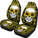 Sunflower Lady Skull Car Seat Cover Nearkii