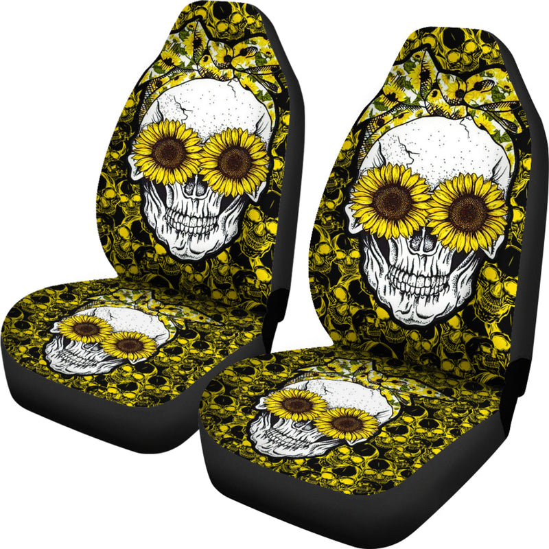 Sunflower Lady Skull Car Seat Cover Nearkii