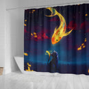 Cat Fish Catch The Moon Shower Curtain Nearkii