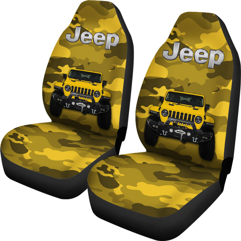 Yellow Jeep Camouflage Premium Custom Car Seat Covers Decor Protectors Nearkii
