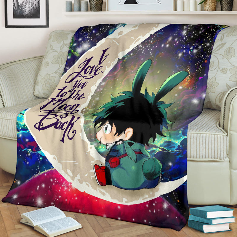 Deku My Hero Academia Anime Love You To The Moon Galaxy Premium Blanket Nearkii
