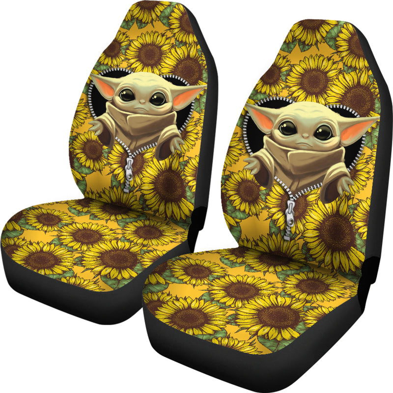 Baby Yoda Zipper Sunflower Premium Custom Car Seat Covers Decor Protectors Nearkii