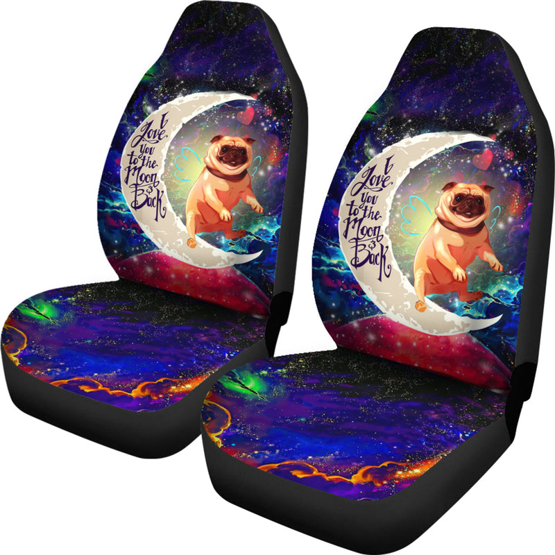 Cute Bull Dog Love You To The Moon Galaxy Premium Custom Car Seat Covers Decor Protectors Nearkii