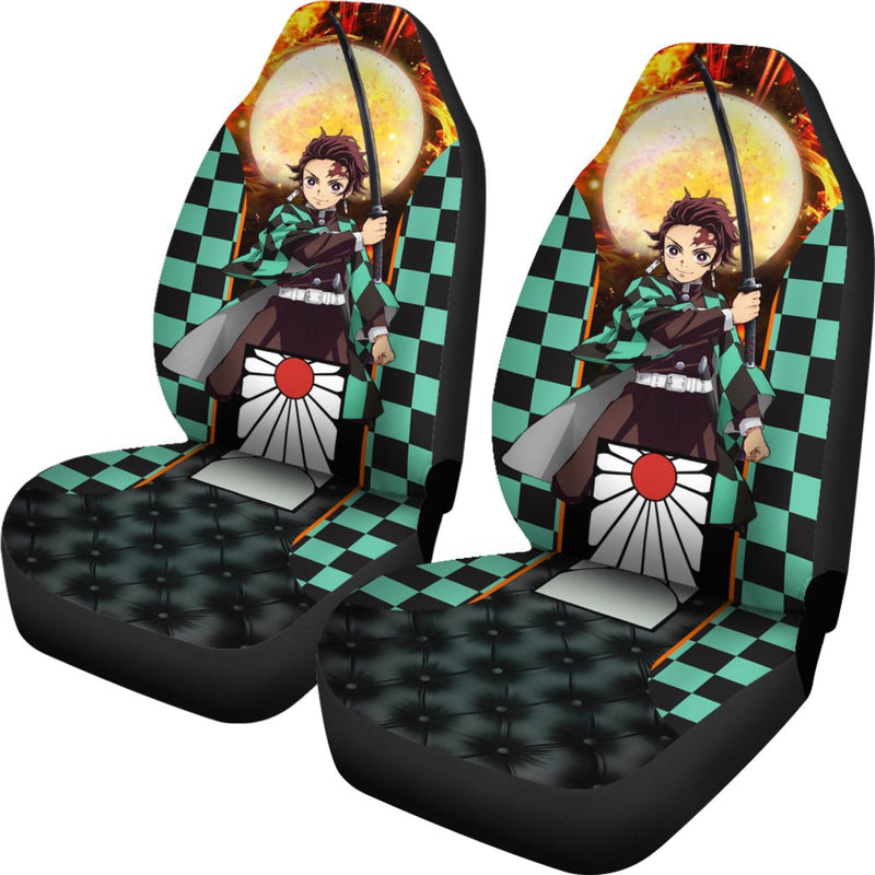 Tanjiro Sun Demon Slayer Premium Custom Car Premium Custom Car Seat Covers Decor Protectors Decor Protector Nearkii