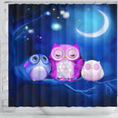 Owl Cute Night Shower Curtain Nearkii