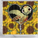 Turtle Sunflower Zipper Shower Curtain Nearkii