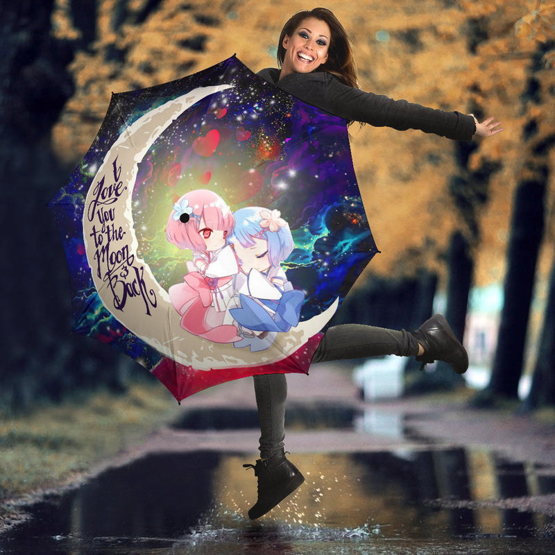 Ram And Rem Rezero Love You To The Moon Galaxy Umbrella Nearkii