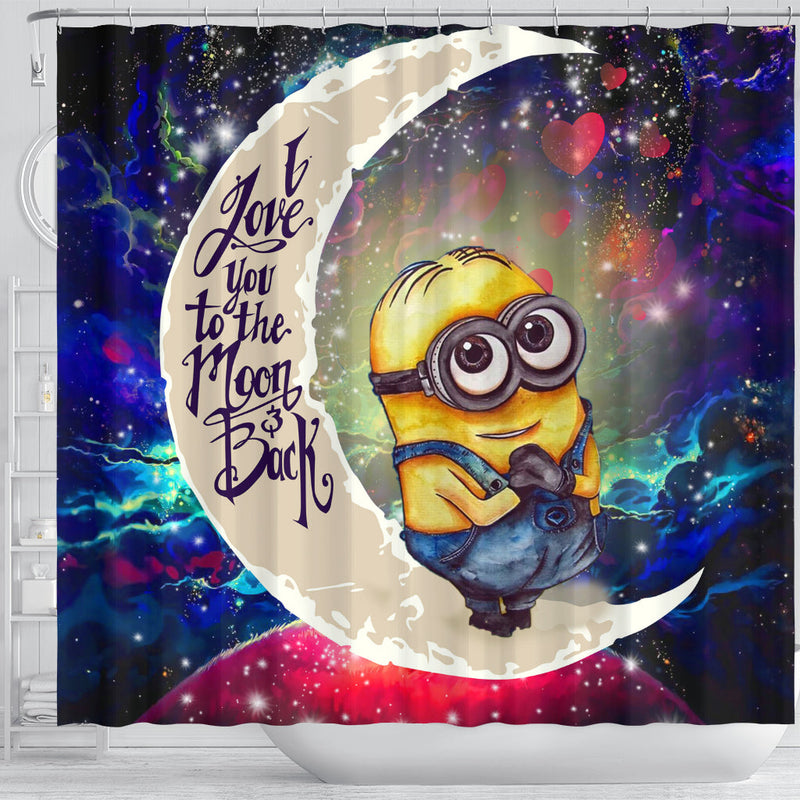 Cute Minions Despicable Me Love You To The Moon Galaxy Shower Curtain Nearkii