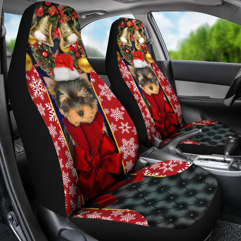 Yorkshire Terrier Puppy Santa Claus Premium Custom Car Premium Custom Car Seat Covers Decor Protectors Decor Protector Nearkii