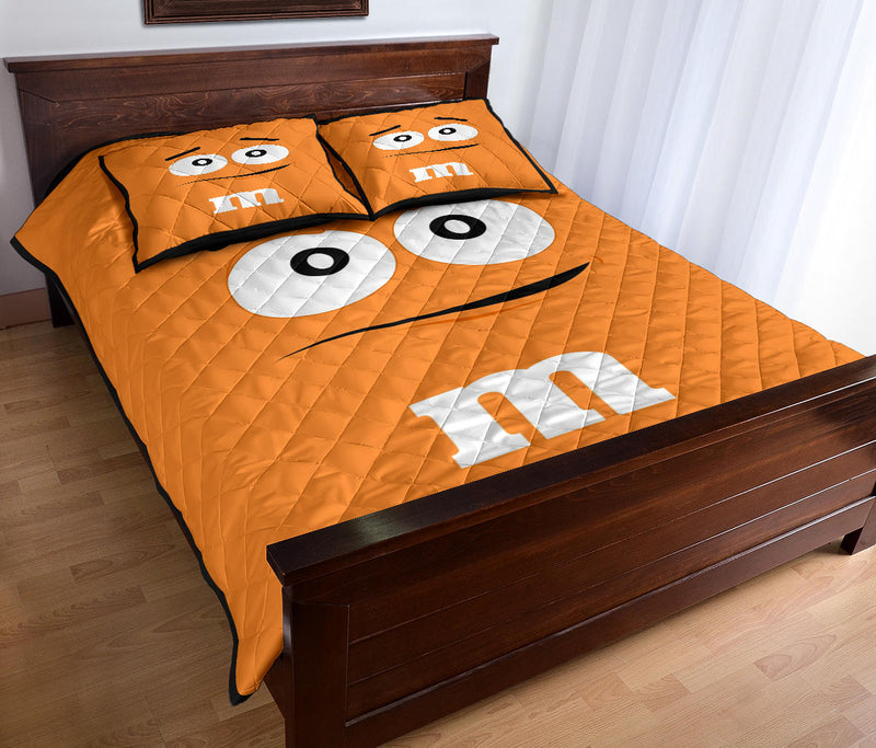 Chocolate M&M Orange Quilt Bed Sets Nearkii