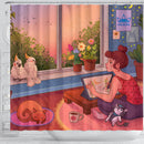 Lofi Girl Drawing Shower Curtain Nearkii