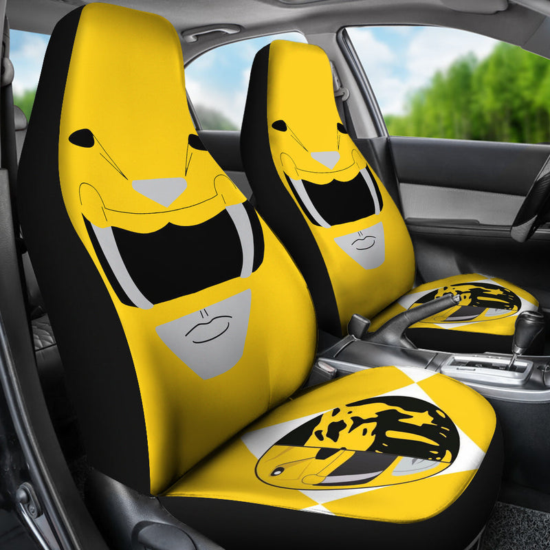 Mighty Morphin Power Rangers Yellow Premium Custom Car Seat Covers Decor Protectors Nearkii