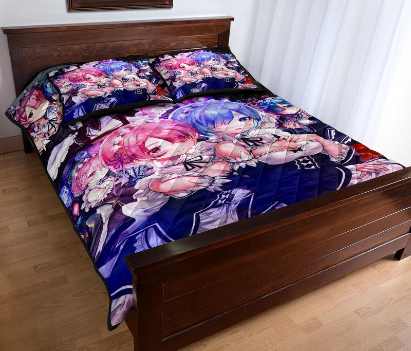 Ram And Rem Anime Girl Re Zero Quilt Bed Sets Nearkii