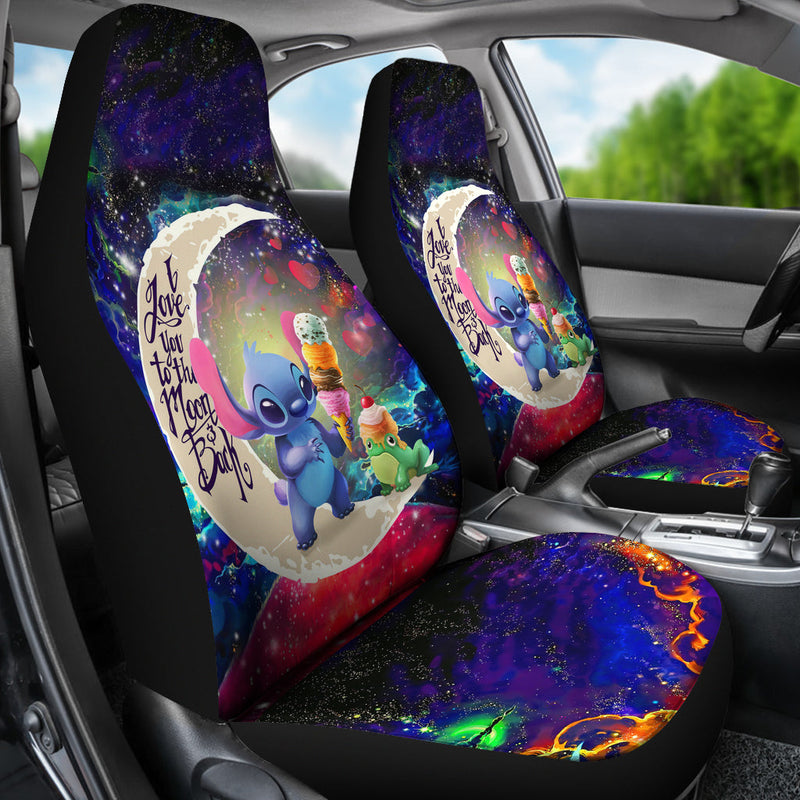 Cute Stitch Frog Icecream Love You To The Moon Galaxy Premium Custom Car Seat Covers Decor Protectors Nearkii