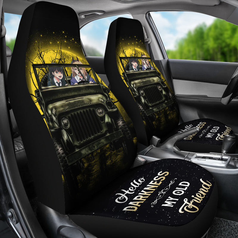 Chainsaw Man Ride Jeep Funny Anime Moonlight Halloween Premium Custom Car Seat Covers Decor Protectors Nearkii