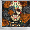 I Do What I Want Skull Roses Mandala Shower Curtain Nearkii
