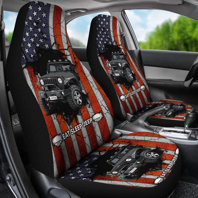 Eat Sleep Jeep Gray Premium Custom Car Seat Covers Decor Protectors Nearkii