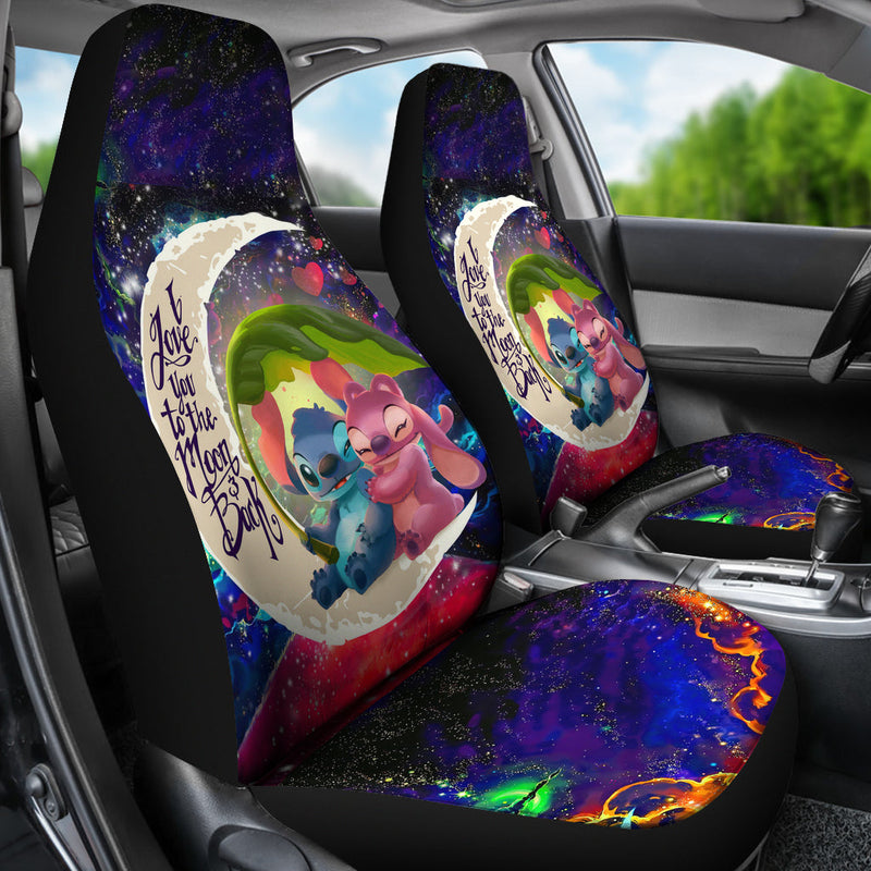 Stitch Angel Love You To The Moon Galaxy Premium Custom Car Seat Covers Decor Protectors Nearkii
