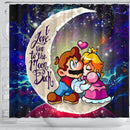 Mario Couple Love You To The Moon Galaxy Shower Curtain Nearkii
