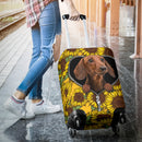 Sunflower Brown Dachshund Zipper Luggage Cover Suitcase Protector Nearkii
