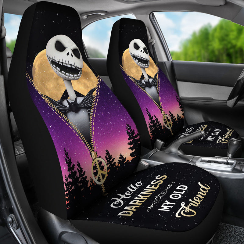 Jack Nightmare Christmas Darkness My Old Friend Hippie Moon Zipper Premium Custom Car Seat Covers Decor Protectors Nearkii