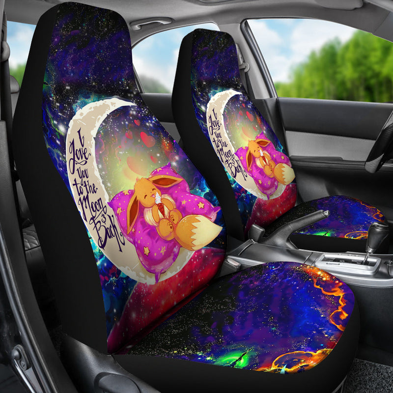 Cute Eevee Pokemon Sleep Night Love You To The Moon Galaxy Premium Custom Car Seat Covers Decor Protectors Nearkii