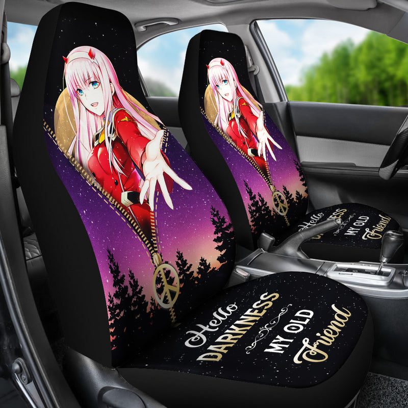 Zero Two Darling In The Franxx Darkness My Old Friend Hippie Moon Zipper Premium Custom Car Seat Covers Decor Protectors Nearkii