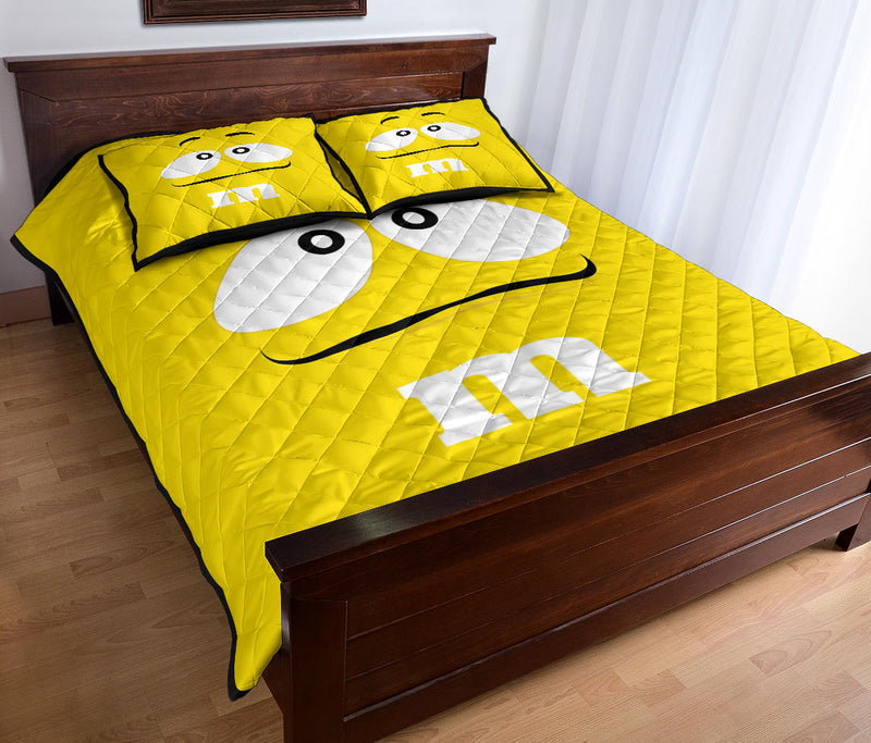 Chocolate M&M Yellow Quilt Bed Sets Nearkii