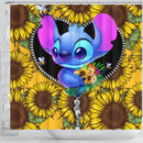 Stitch Sunflower Zipper Shower Curtain Nearkii