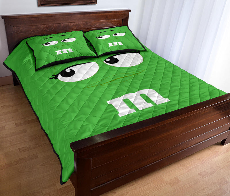 Chocolate M&M Green Quilt Bed Sets Nearkii