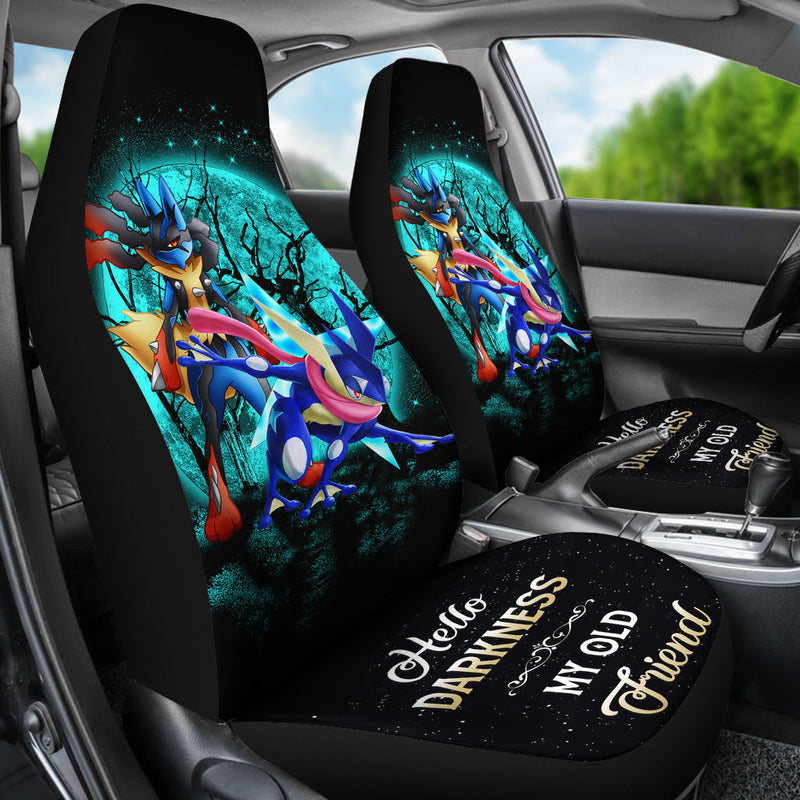 Greninja Satoshi And Mega Lucario Pokemon Moonlight Halloween Anime Ride Jeep Premium Custom Car Seat Covers Decor Protectors Nearkii