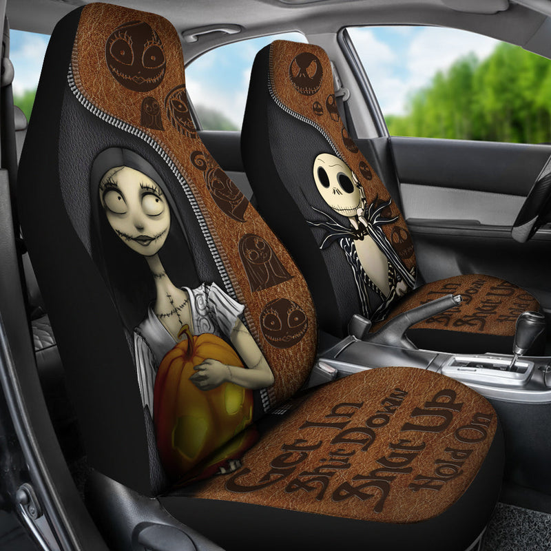 Jack And Sally Nightmare Before Christmas Get In Sit Down Shut Up Hold on Premium Custom Car Seat Covers Decor Protectors Nearkii
