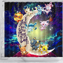 Eevee Evolution Pokemon Love You To The Moon Galaxy Shower Curtain Nearkii
