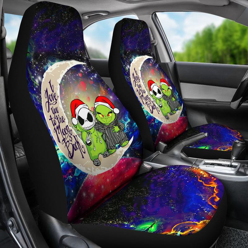 Grinch And Jack Nightmare Before Christmas Love You To The Moon Galaxy Premium Custom Car Seat Covers Decor Protectors Nearkii