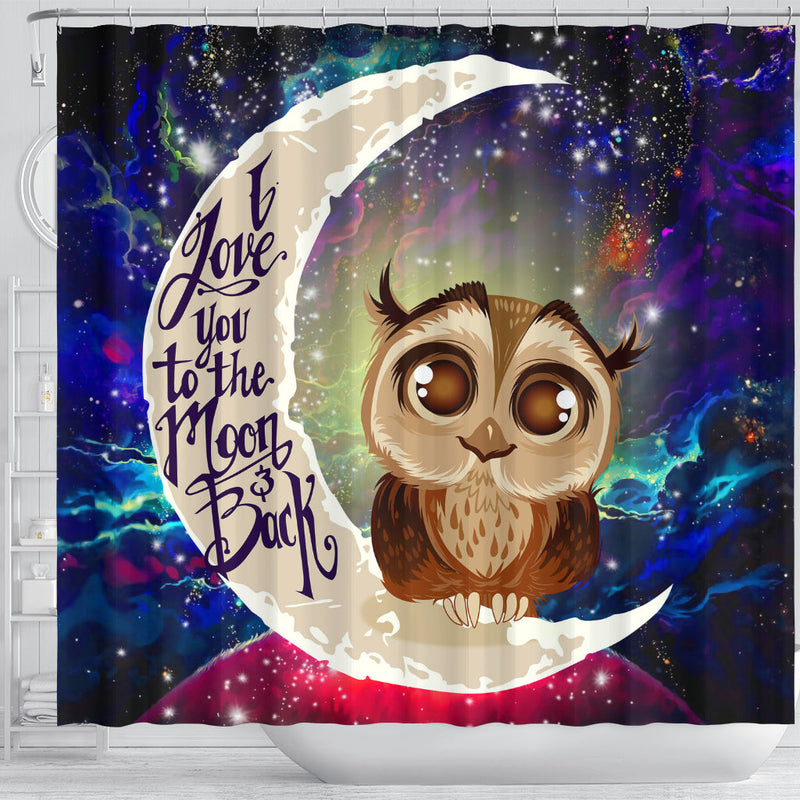Cute Owl Love You To The Moon Galaxy Shower Curtain Nearkii