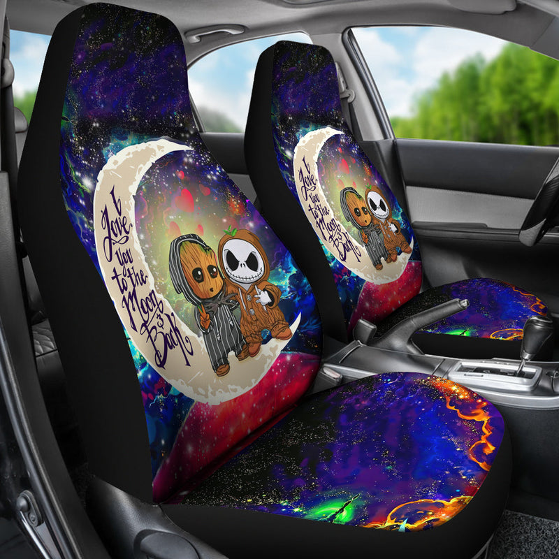 Cute Baby Groot And Jack Nightmare Before Christmas Love You To The Moon Galaxy Premium Custom Car Seat Covers Decor Protectors Nearkii