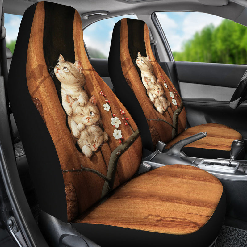 Cute Cats In Tree Car Seat Cover Nearkii