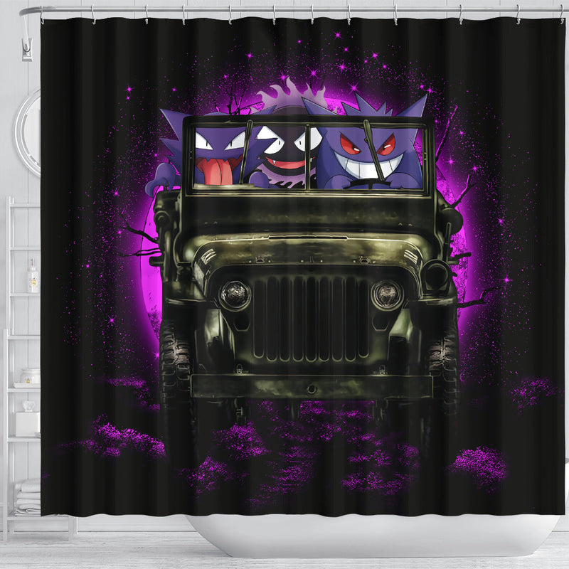 Gengar Pokemon Ghost Halloween Moonlight Jeep Funny Shower Curtain Nearkii