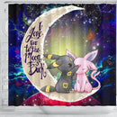 Pokemon Couple Espeon Umbreon Love You To The Moon Galaxy Shower Curtain Nearkii