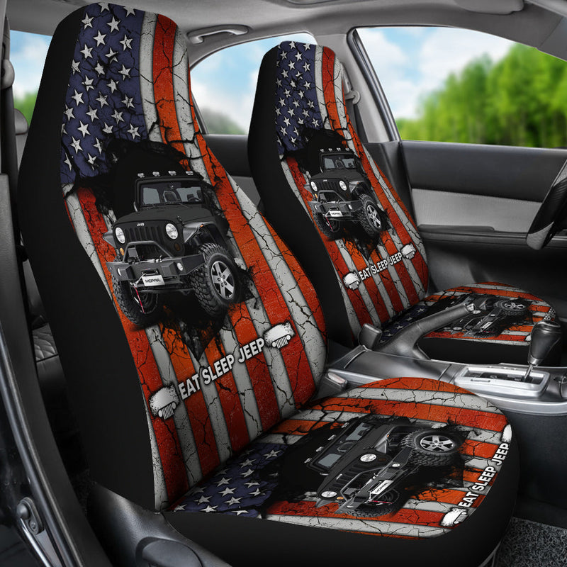 Eat Sleep Jeep Black Premium Custom Car Seat Covers Decor Protectors Nearkii