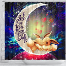 Cute Eevee Pokemon Couple Love You To The Moon Galaxy Shower Curtain Nearkii