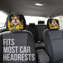 Bulldog Sunflower Zipper Car Headrest Covers Nearkii