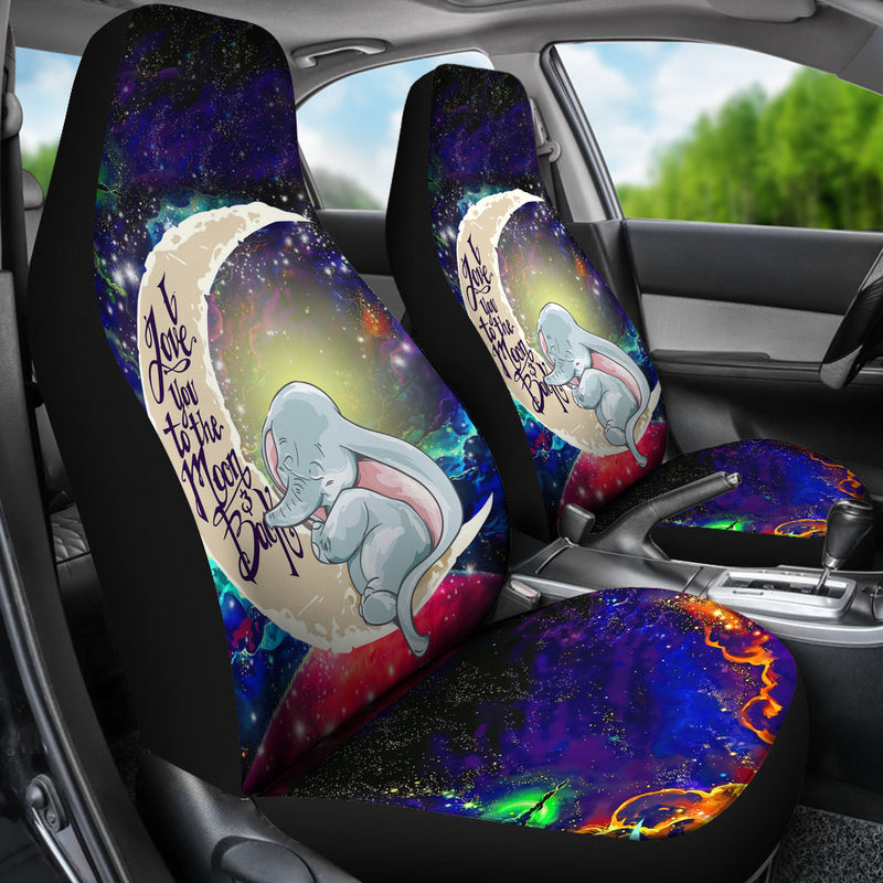 Dumbo Elephant Love You To The Moon Galaxy Car Seat Covers
