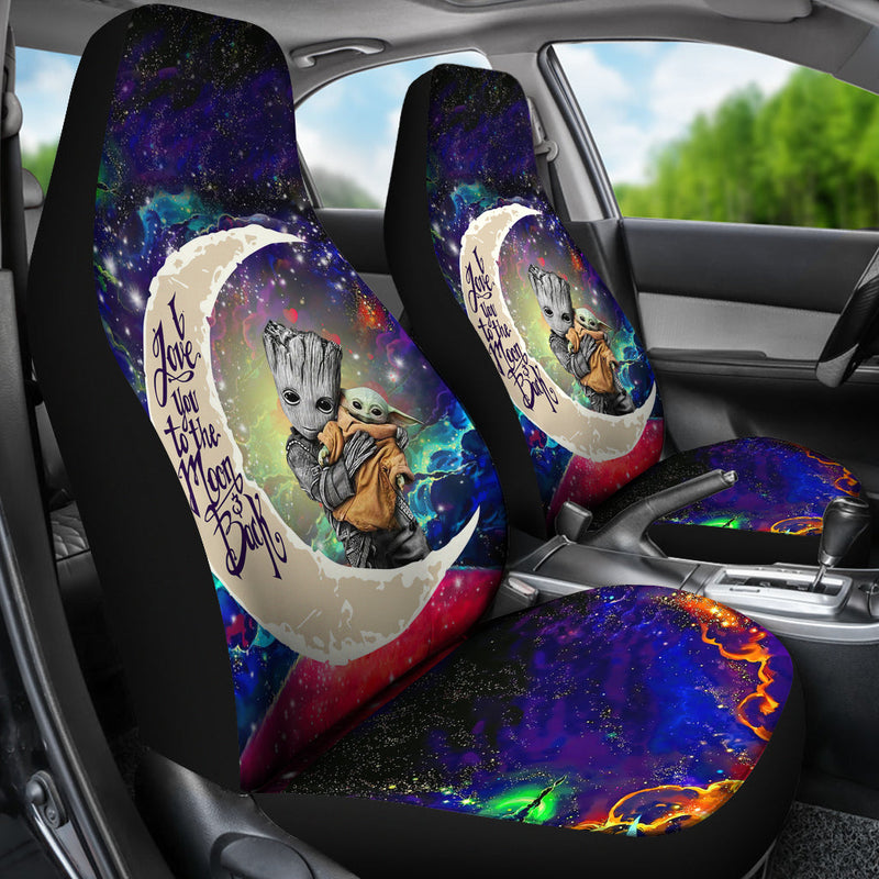 Groot Hold Baby Yoda Love You To The Moon Galaxy Car Seat Covers Nearkii