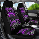 Halloween American Flag Purple Jeep Girl Premium Custom Car Seat Covers Decor Protectors Nearkii
