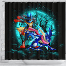 Greninja Satoshi And Mega Lucario Pokemon Moonlight Halloween Shower Curtain Nearkii
