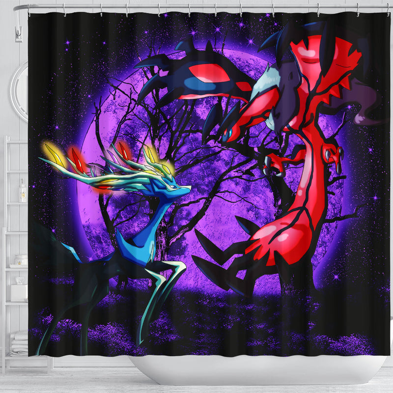 Pokemon X Y Yveltal And Xerneas Moonlight Shower Curtain Nearkii