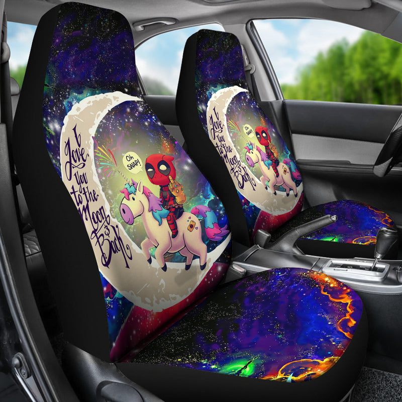 Deadpool Unicorn Love You To The Moon Galaxy Car Seat Covers