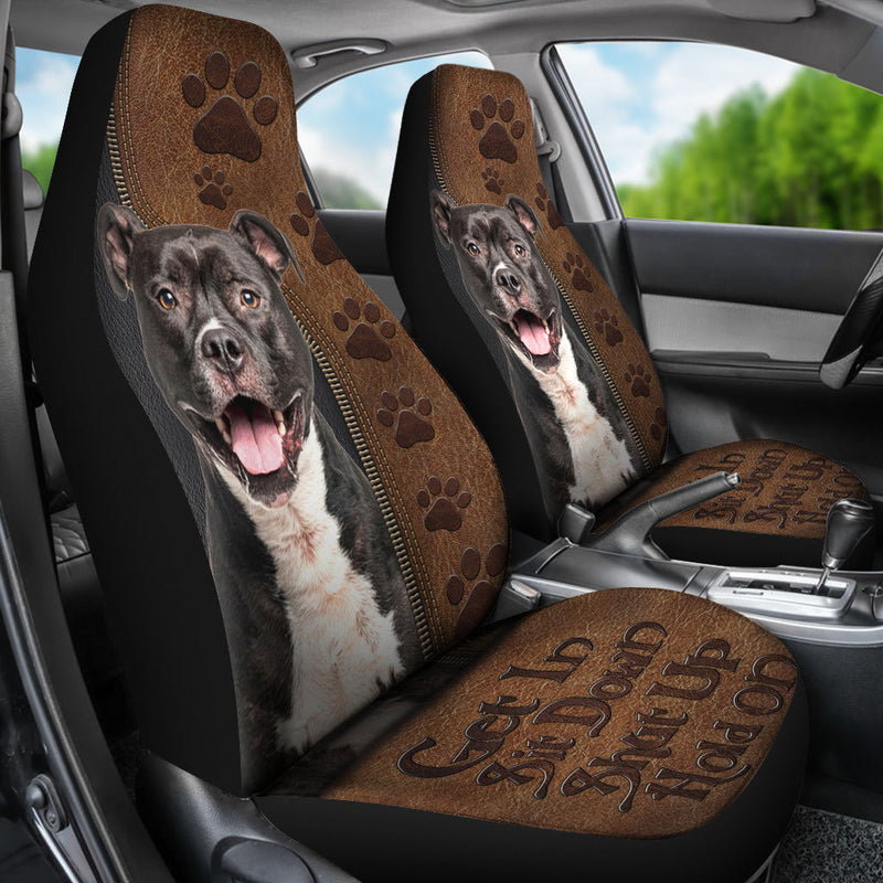 Get In Sit Down Shut Up Hold On Pitbull Premium Custom Car Seat Covers Decor Protectors Nearkii